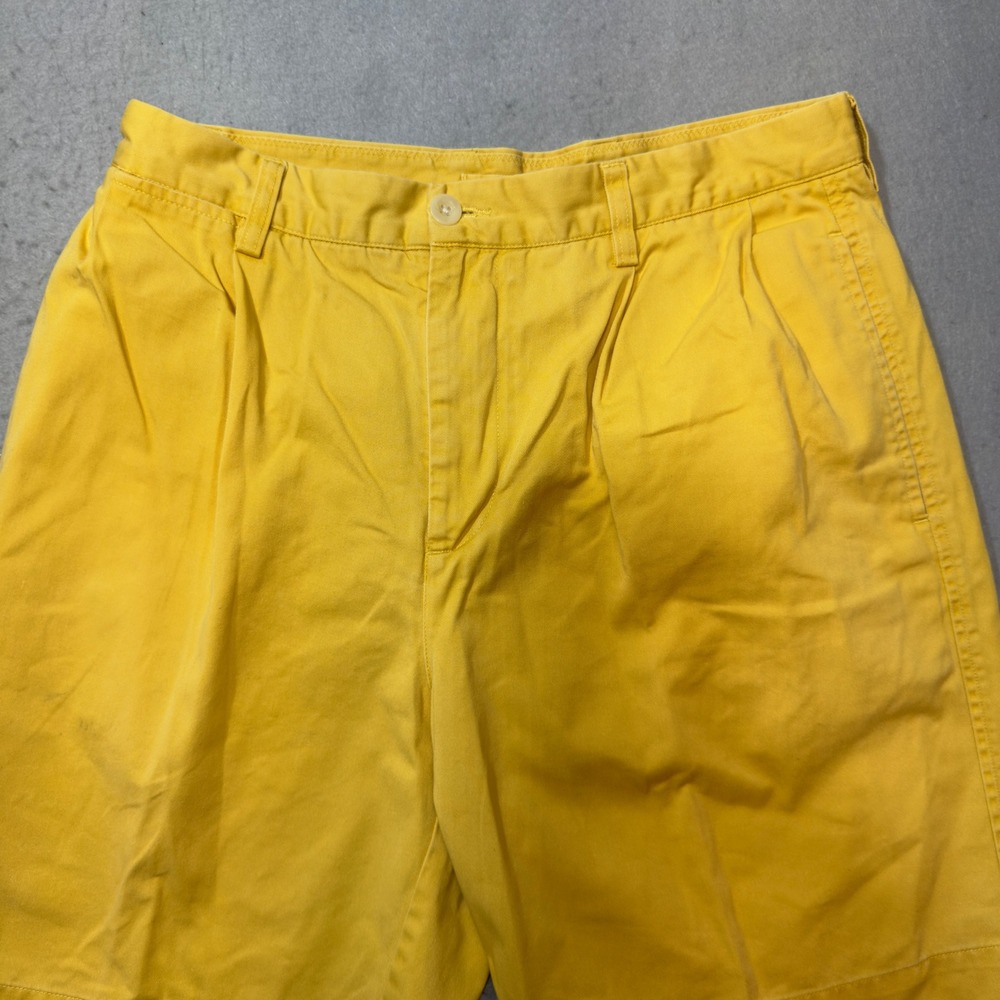 Nautica Rigger Shorts Mens 33 Yellow Good Pleated Classic Fit Cotton Twill